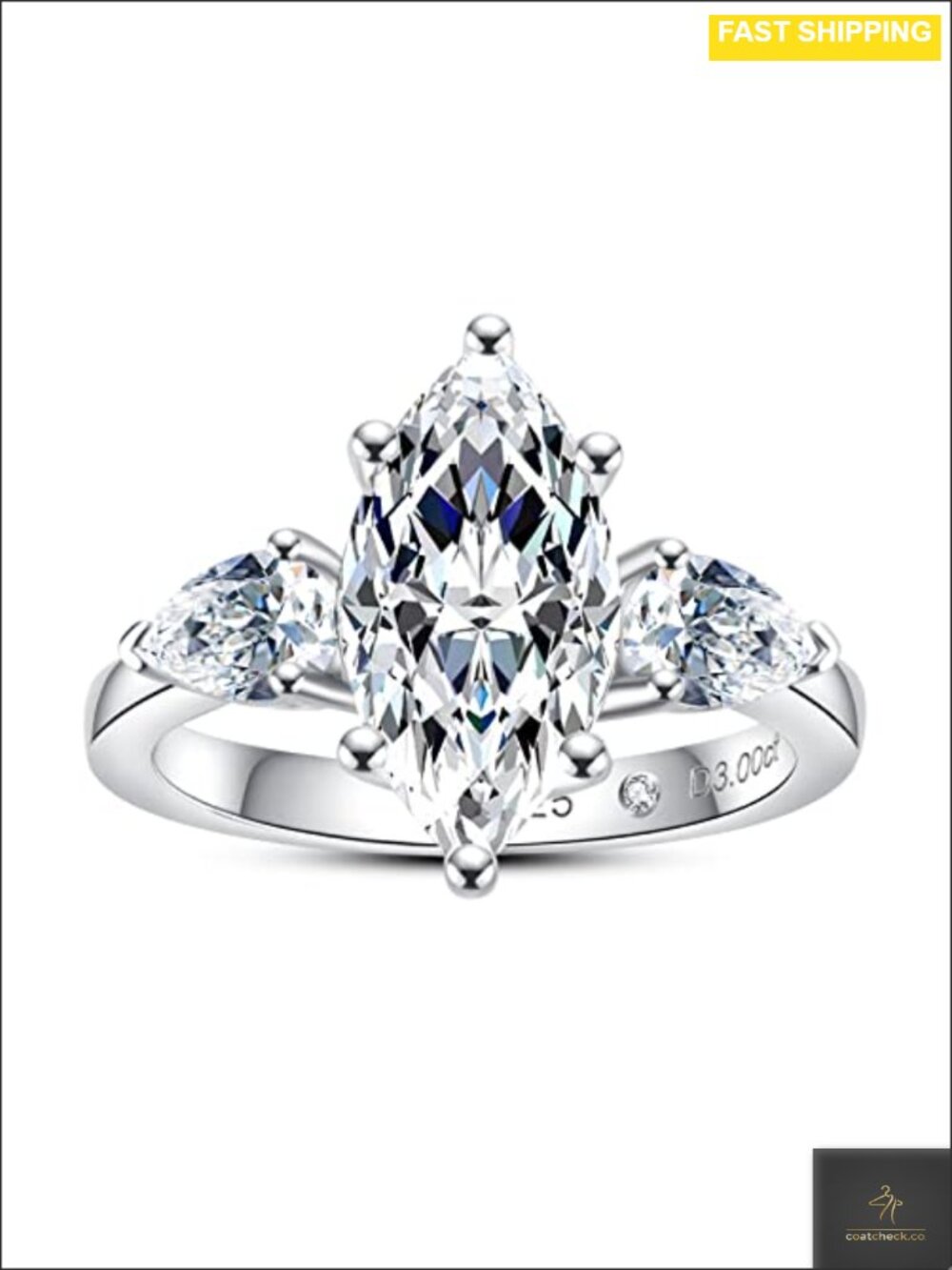 Moissanite 3 Stone Engagement Ring 925 Sterling Silver Wedding Promise